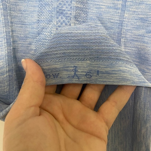 Lululemon swiftly tech short sleeve v neck heathered blue athletic top size 6 - Picture 3 of 5